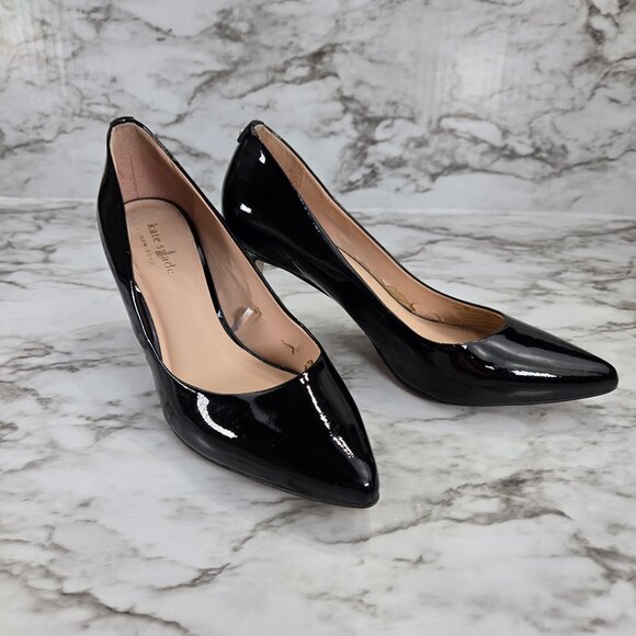 Kate Spade Vida Black Patent Leather Pointed Toe Stiletto Heels - Picture 4 of 10